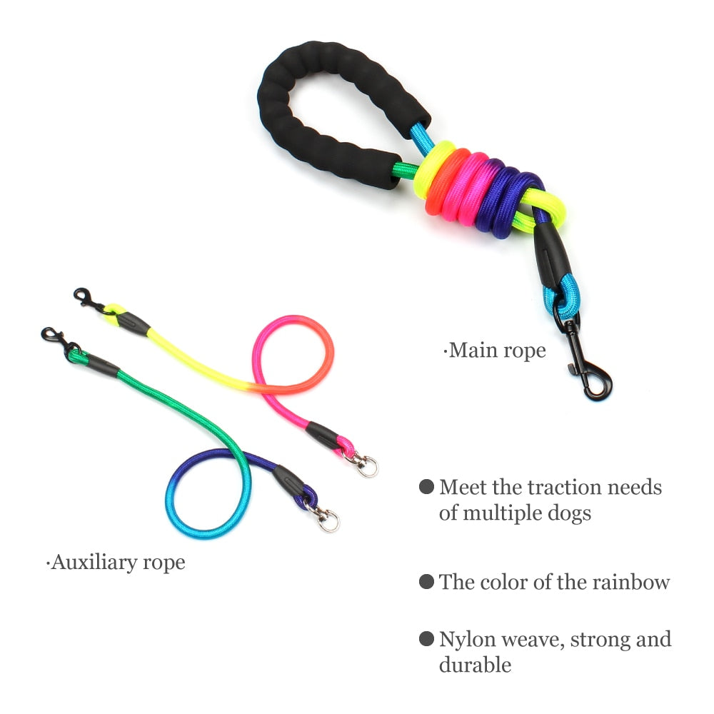New Rainbow Multi Dog Leash