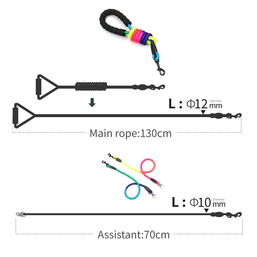 New Rainbow Multi Dog Leash