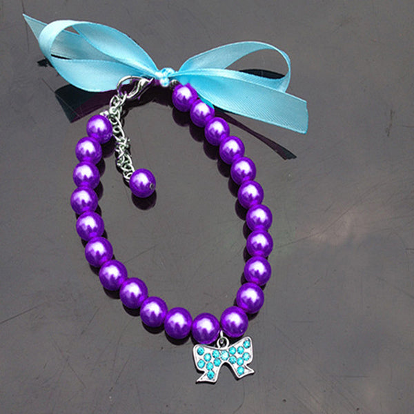 Rhinestone Pearl Pet Collar