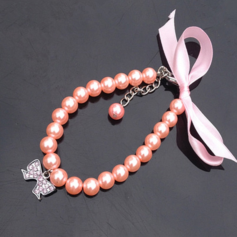 Rhinestone Pearl Pet Collar