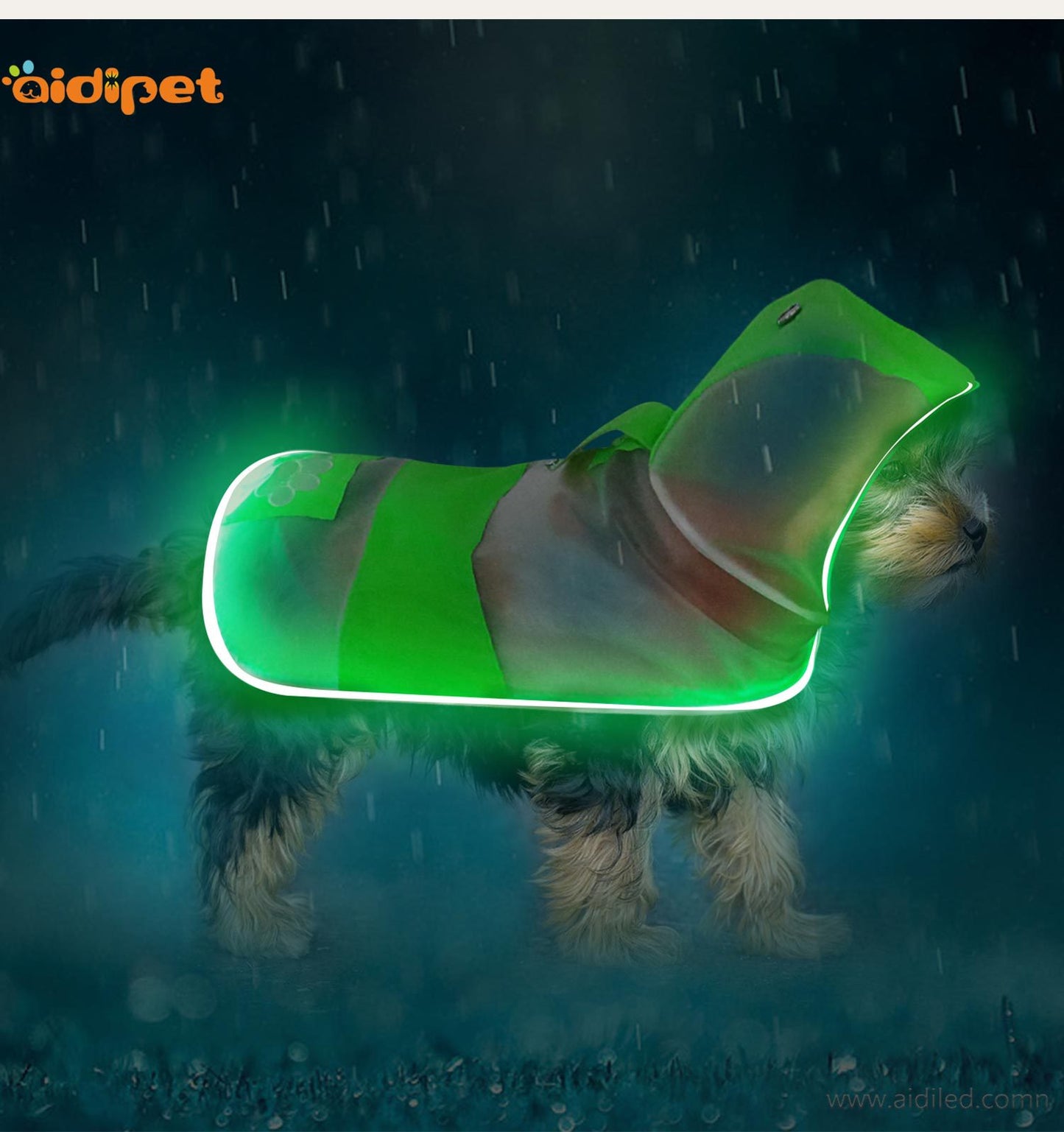 LED Pet Raincoat with Safety Light Strip