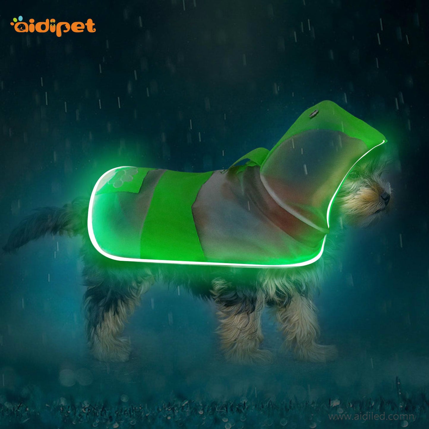 LED Pet Raincoat with Safety Light Strip