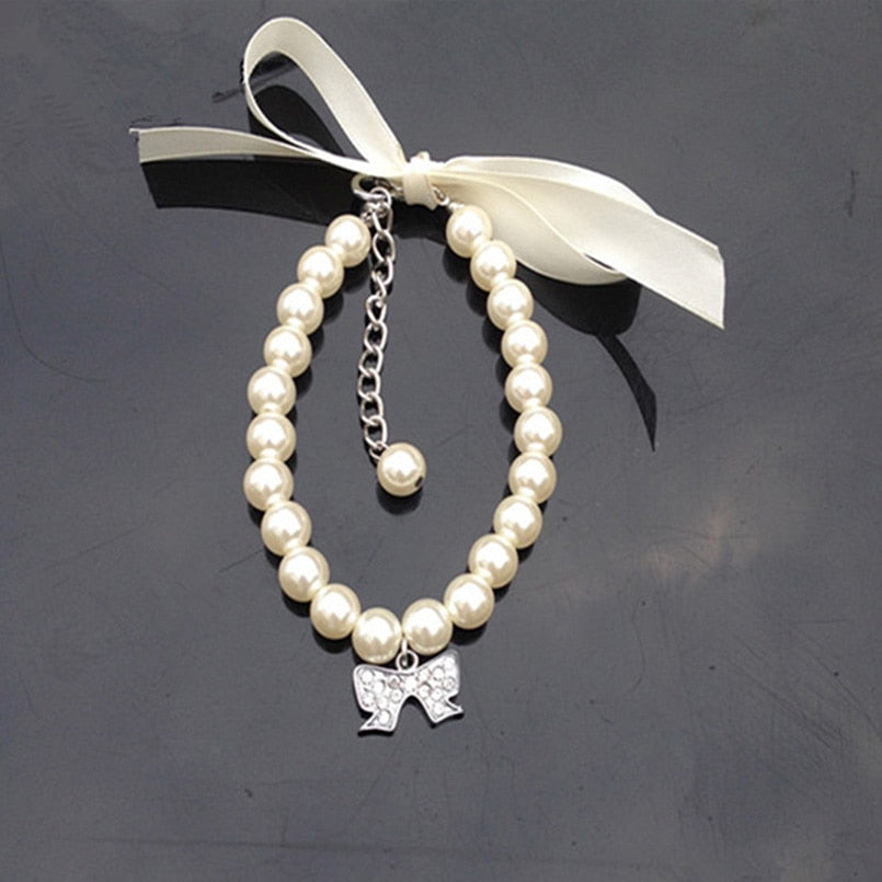 Rhinestone Pearl Pet Collar