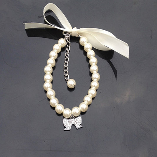 Rhinestone Pearl Pet Collar