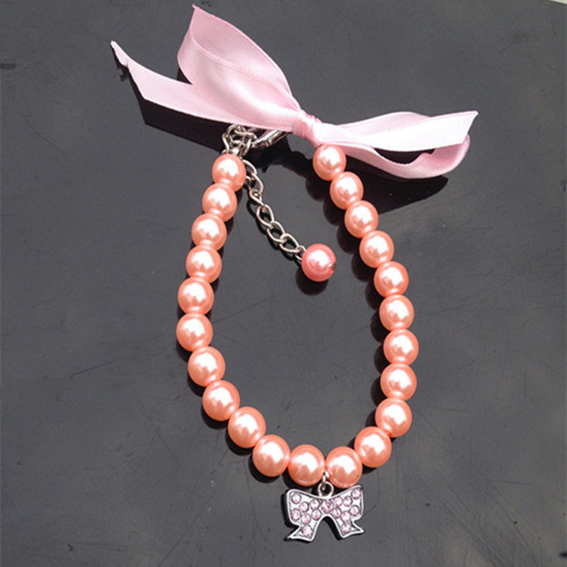 Rhinestone Pearl Pet Collar