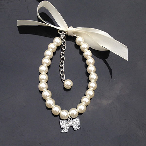 Rhinestone Pearl Pet Collar