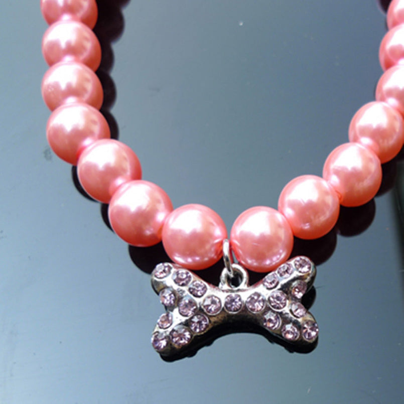 Rhinestone Pearl Pet Collar
