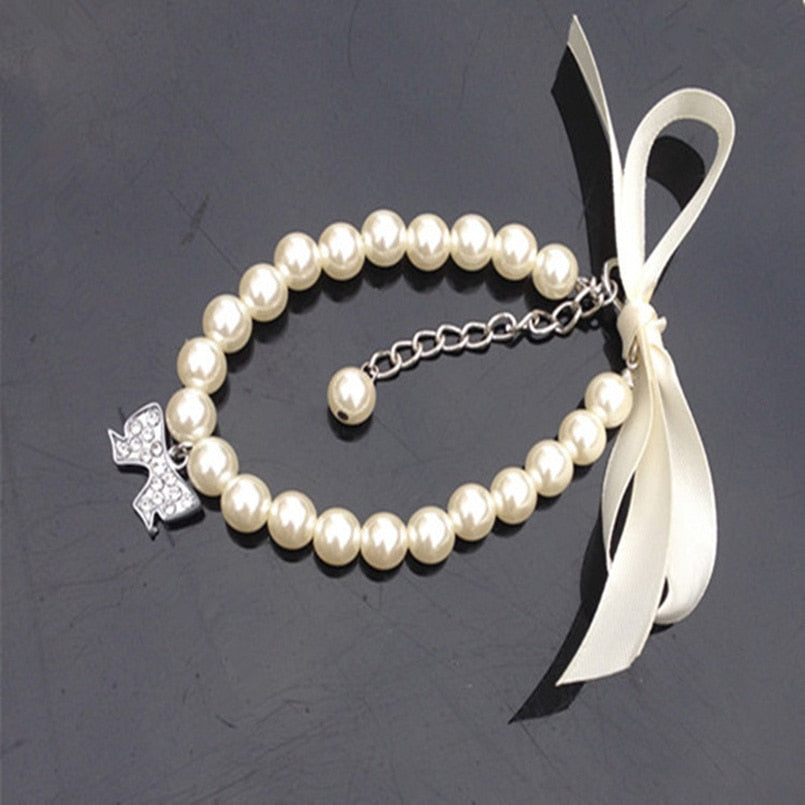 Rhinestone Pearl Pet Collar