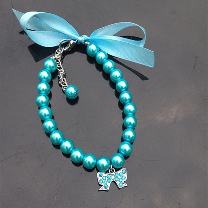 Rhinestone Pearl Pet Collar
