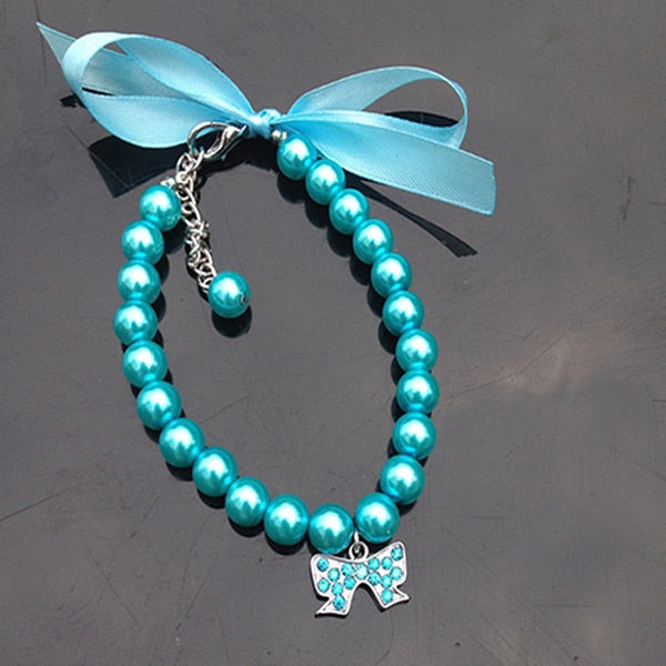 Rhinestone Pearl Pet Collar