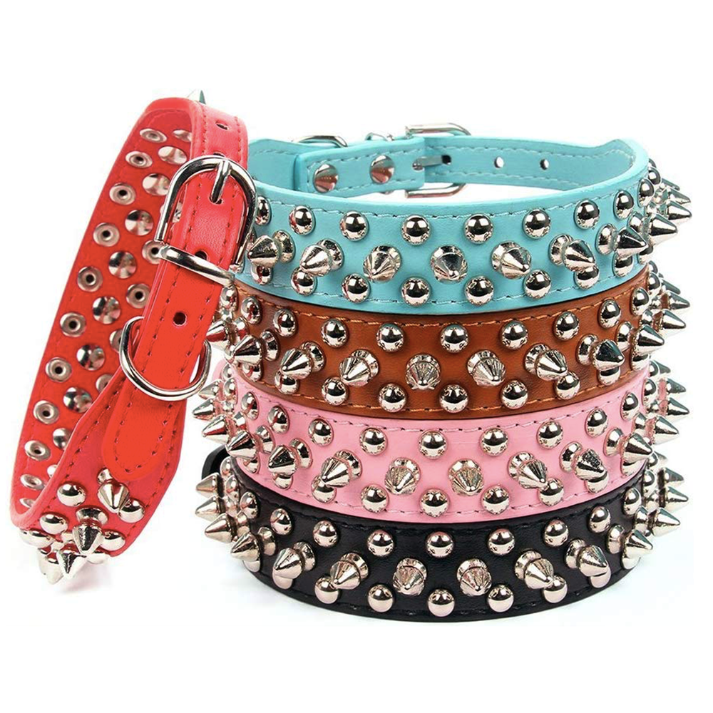 Adjustable Spiked Leather Pet Collar