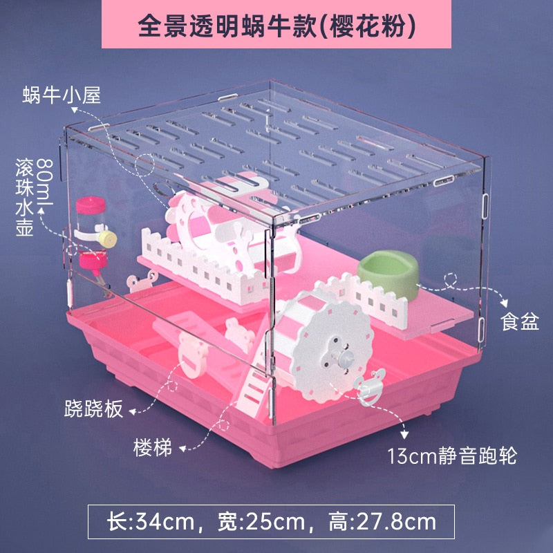 Transparent Multi-level Hamster Cage w/wo Toys
