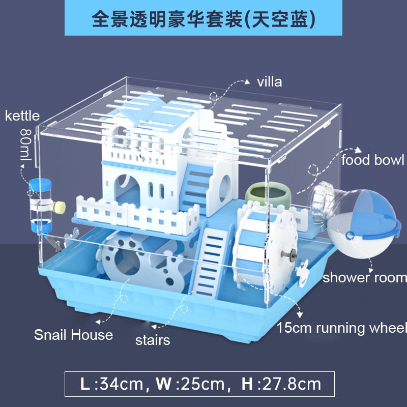 Transparent Multi-level Hamster Cage w/wo Toys