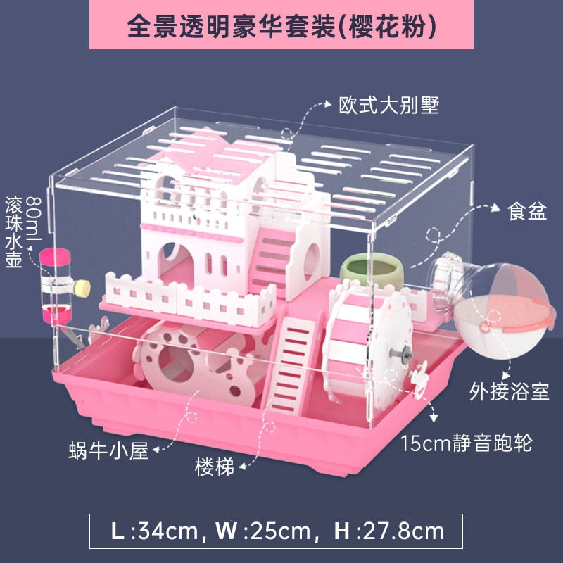 Transparent Multi-level Hamster Cage w/wo Toys