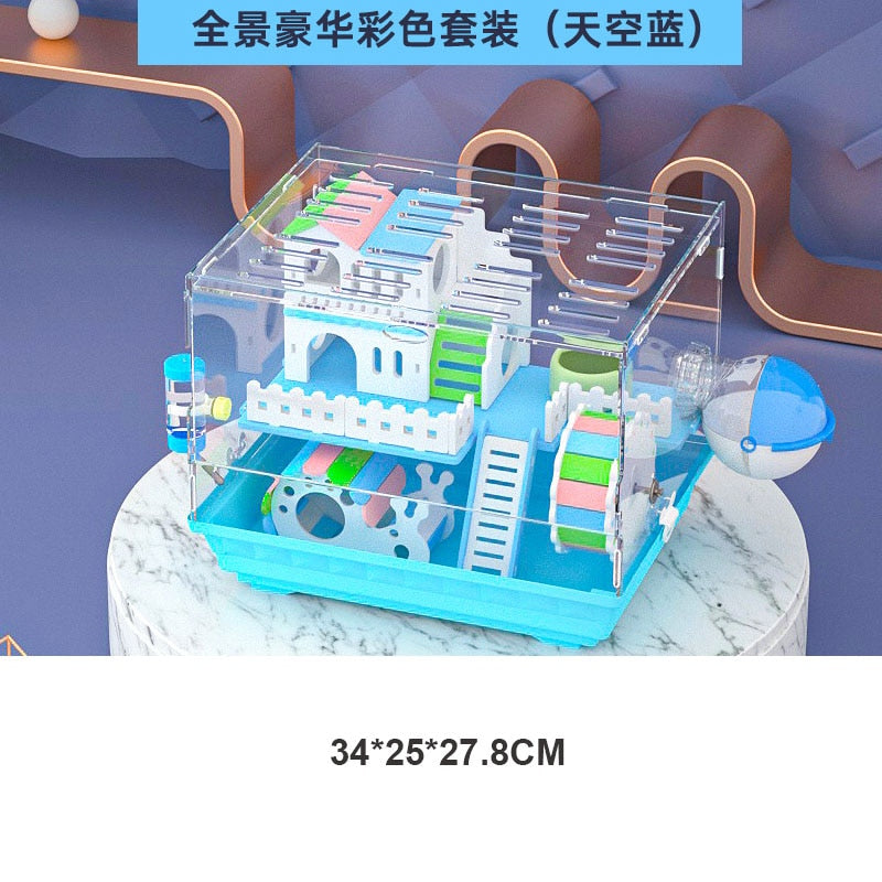 Transparent Multi-level Hamster Cage w/wo Toys