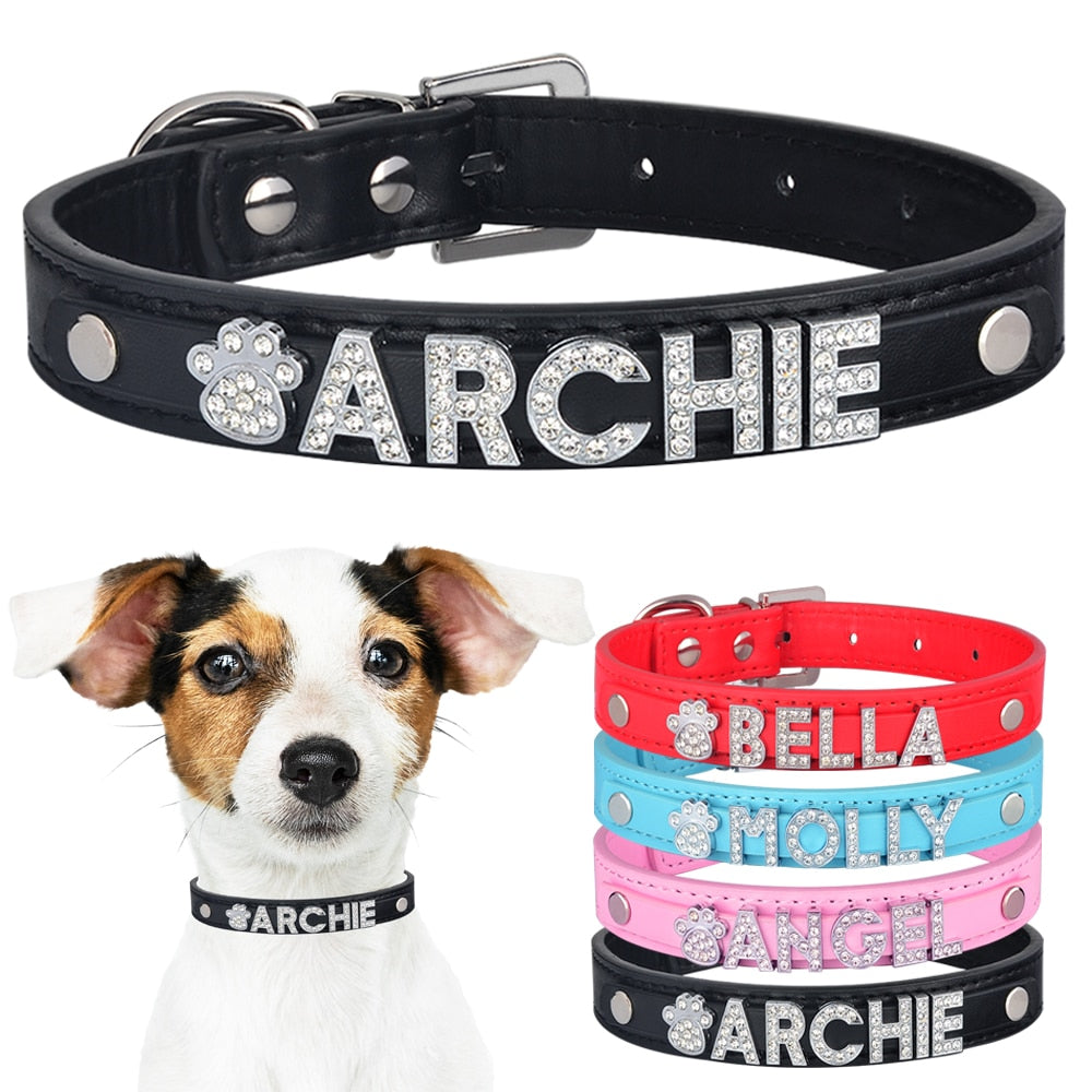 Personalized Rhinestone Dog Collar
