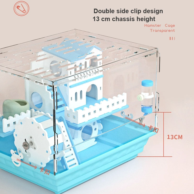 Transparent Multi-level Hamster Cage w/wo Toys