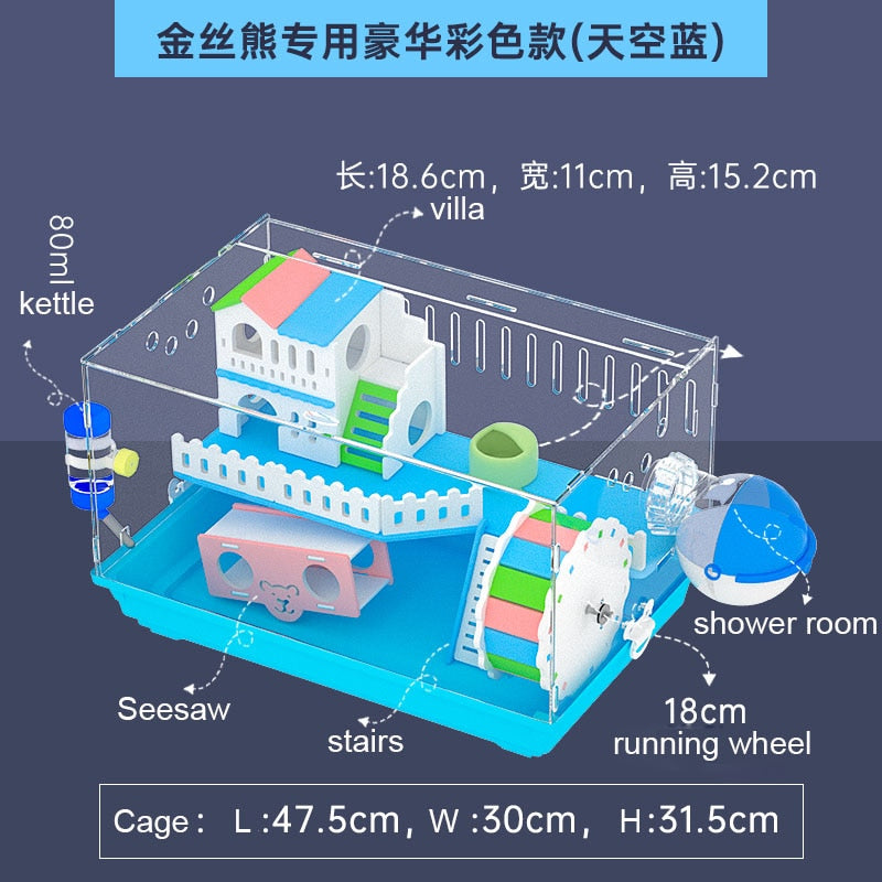 Transparent Multi-level Hamster Cage w/wo Toys