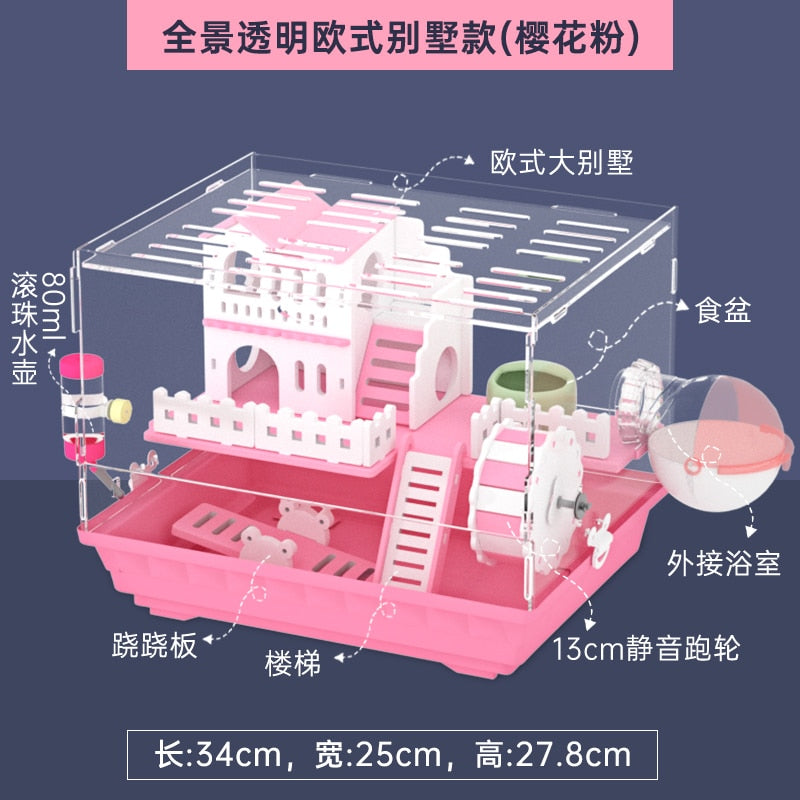 Transparent Multi-level Hamster Cage w/wo Toys