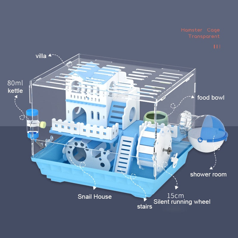 Transparent Multi-level Hamster Cage w/wo Toys