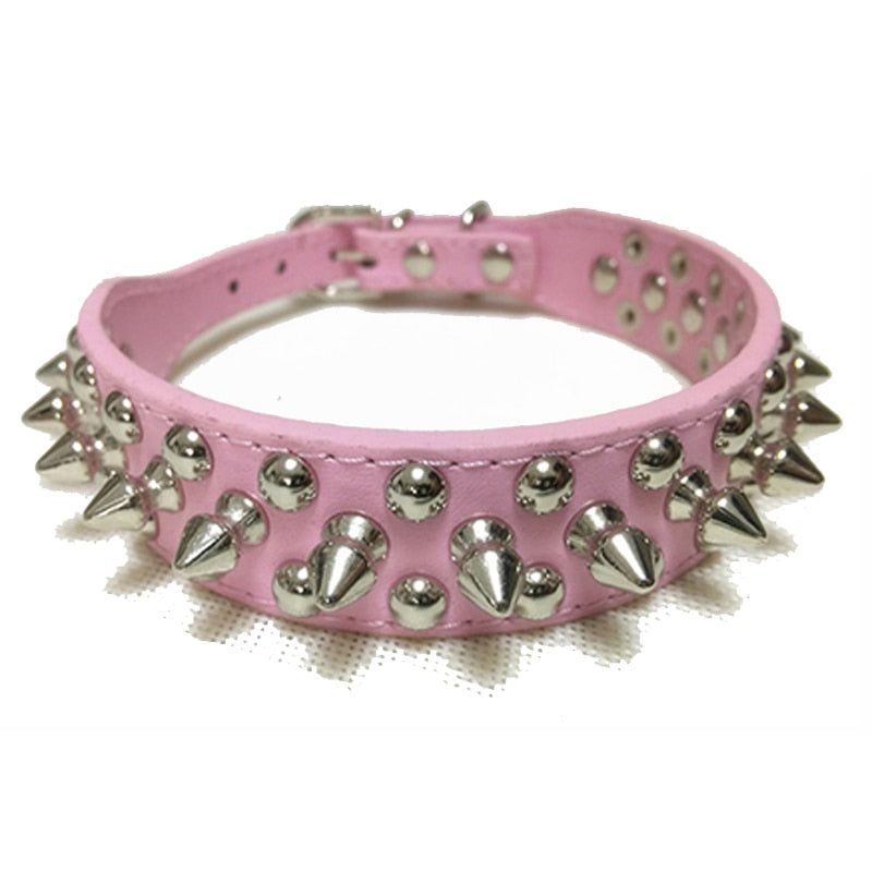 Adjustable Spiked Leather Pet Collar