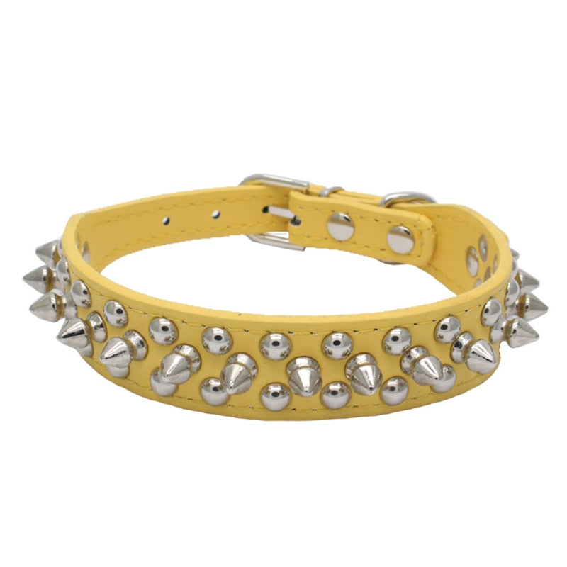 Adjustable Spiked Leather Pet Collar