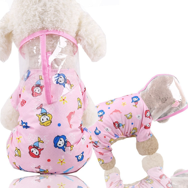 Reflective Solid/Print Dog Rain Coat