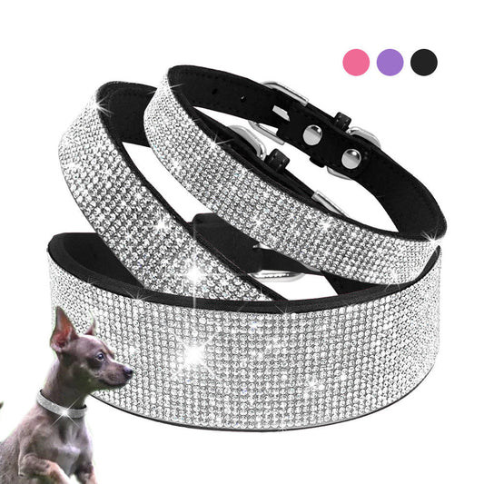 Bling Leather Rhinestone Dog/Cat Collar