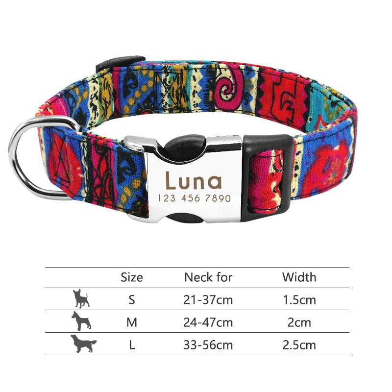 Personalized Pet Collar With Engraved Nameplate