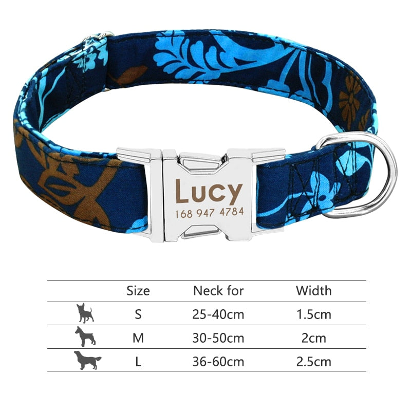 Personalized Pet Collar With Engraved Nameplate