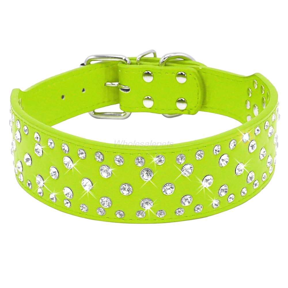 Rhinestone Leather Dog Collar