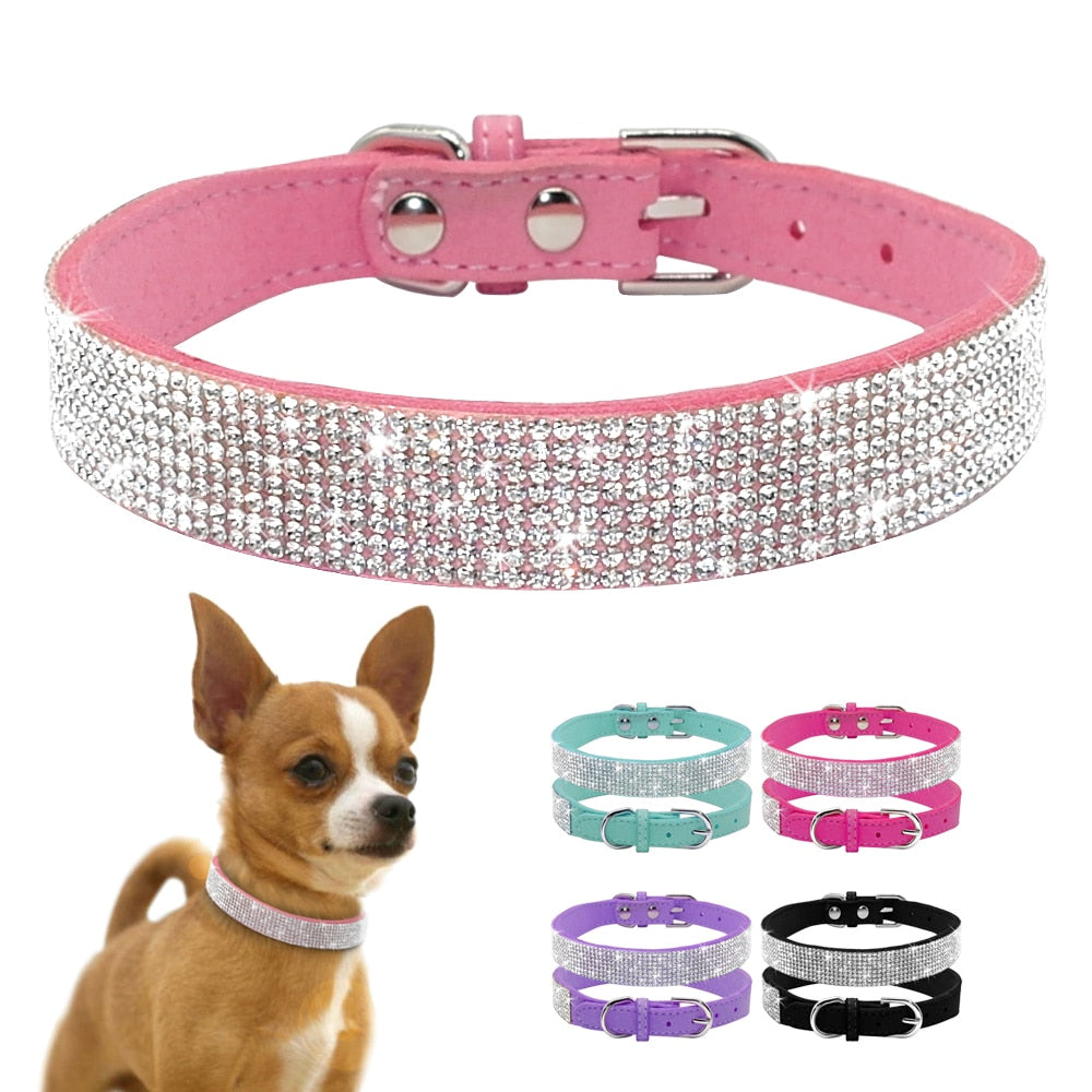 Bling Leather Rhinestone Dog/Cat Collar