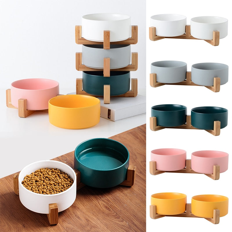 Ceramic Pet Bowl Single/Double w/wo Stand