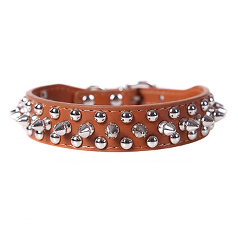 Adjustable Spiked Leather Pet Collar
