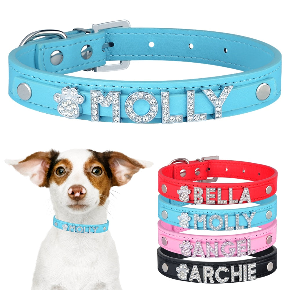 Personalized Rhinestone Dog Collar