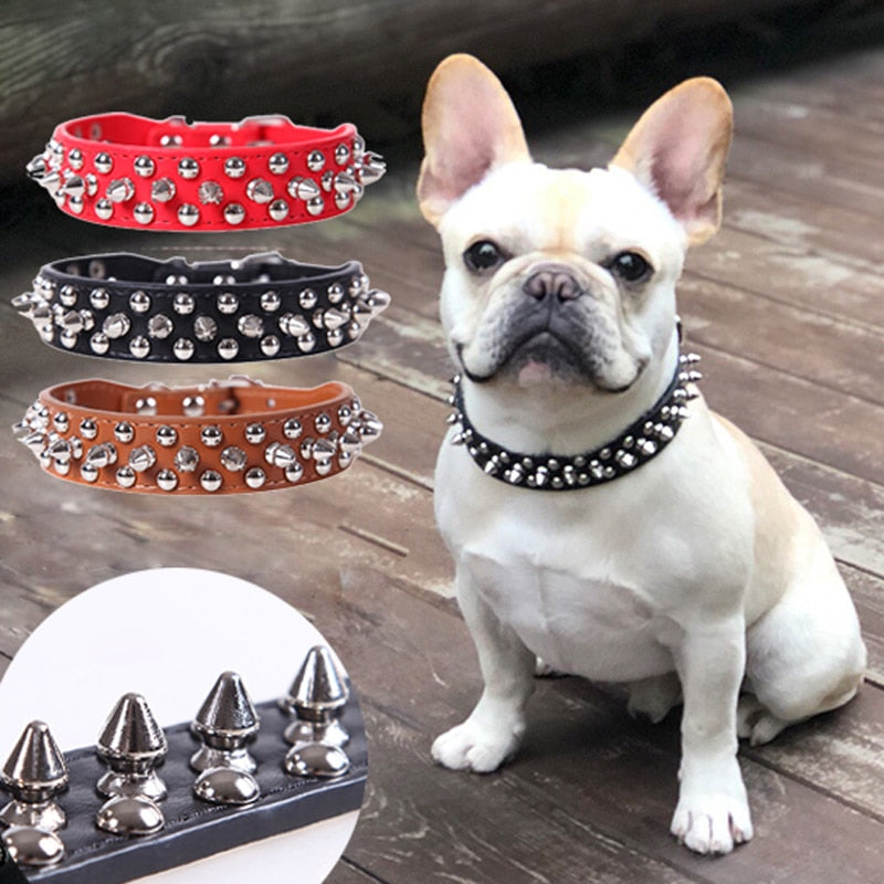 Adjustable Spiked Leather Pet Collar