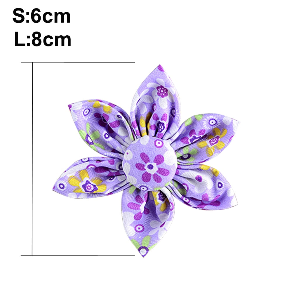Personalized Pet Collar With Flower and Metal Buckle