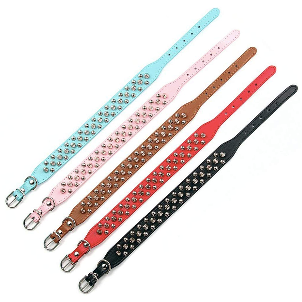 Adjustable Spiked Leather Pet Collar