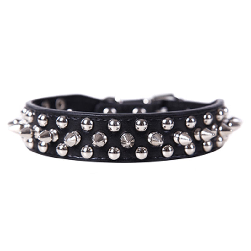 Adjustable Spiked Leather Pet Collar
