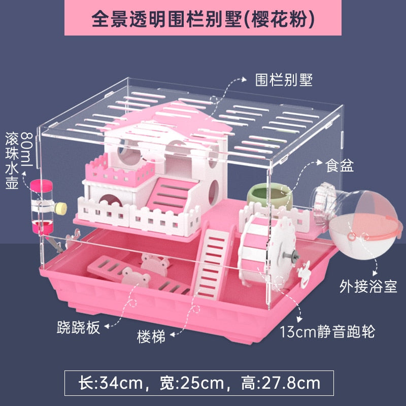 Transparent Multi-level Hamster Cage w/wo Toys