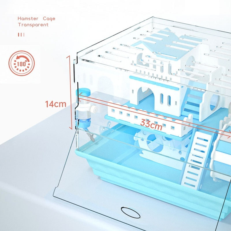 Transparent Multi-level Hamster Cage w/wo Toys