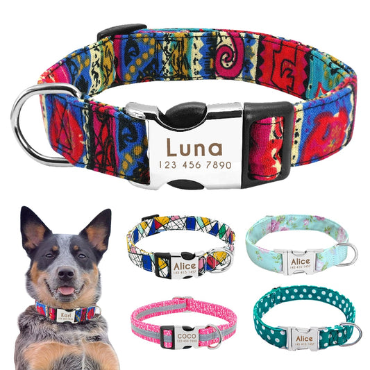 Personalized Pet Collar With Engraved Nameplate