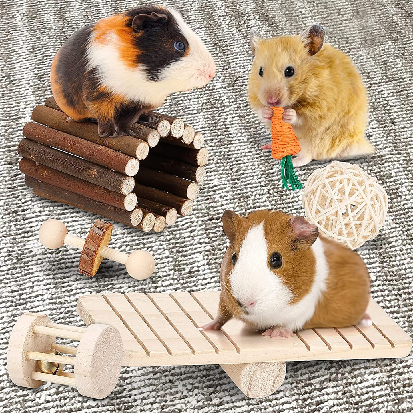 Small Animal Wooden Chew Toy Set