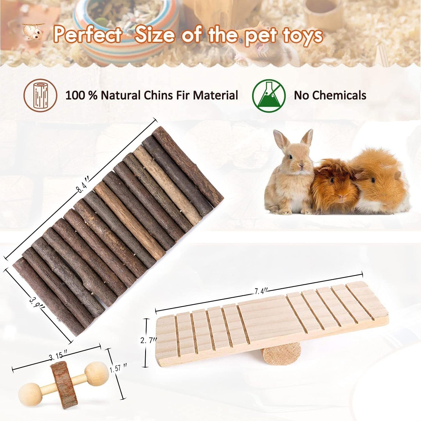 Small Animal Wooden Chew Toy Set