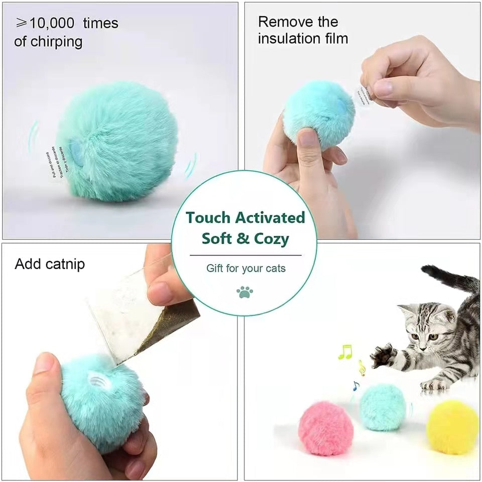 Interactive Plush Catnip Squeak Ball