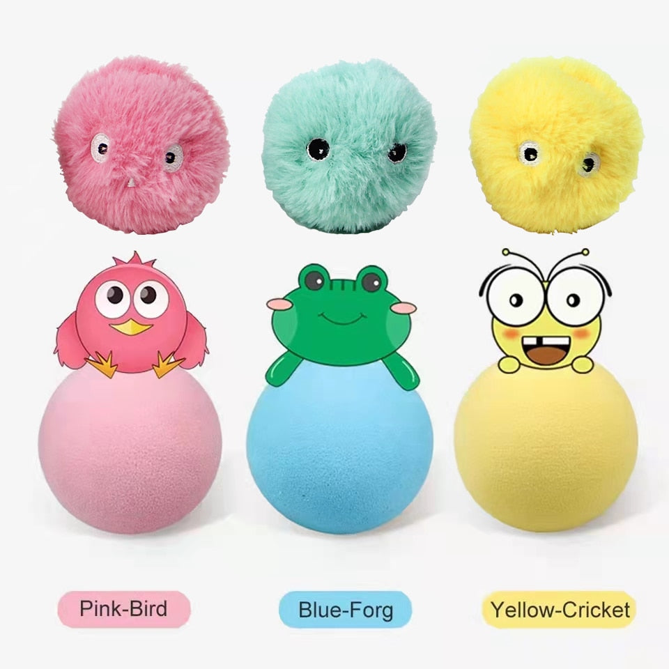 Interactive Plush Catnip Squeak Ball